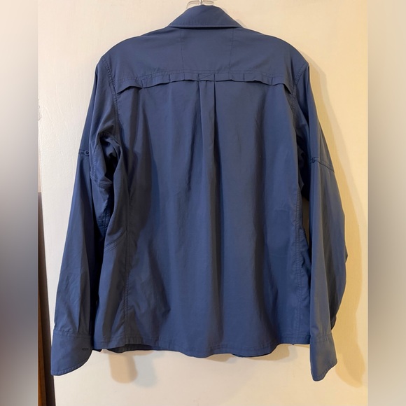 REI Co-op Womens Blue Button-Up Roll Tab Sleeves Hiking/Travel Shirt Sz L - Picture 2 of 6